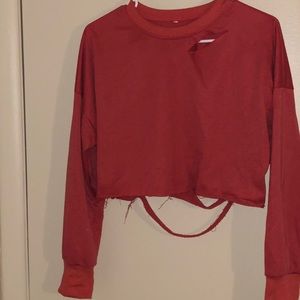 Distressed crop sweatshirt